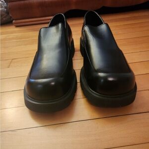 Men's Skechers Black Leather Slip-On Shoes